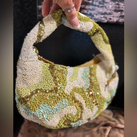 💚Made In India Viral Handcrafted Geometric pattern Beaded sequins Bag 💚NWT - Picture 5 of 14